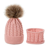 Maxbell Boys Girls Beanie Hats Warm Winter Soft Cotton Knitted Pom Pom Hat Skin Pink