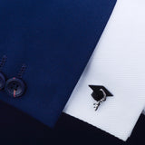 Maxbell 1 Pair Bussiness Wedding Decorative Men Suit Shirt Cufflinks #1- Graduation Cap Black