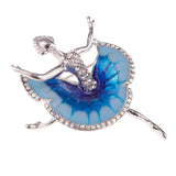 Maxbell Rhinestone Enamel Ballet Dancing Girl Brooch Pin Elegant Lady Girls Jewelry