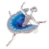 Maxbell Rhinestone Enamel Ballet Dancing Girl Brooch Pin Elegant Lady Girls Jewelry