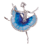 Maxbell Rhinestone Enamel Ballet Dancing Girl Brooch Pin Elegant Lady Girls Jewelry