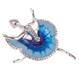 Maxbell Rhinestone Enamel Ballet Dancing Girl Brooch Pin Elegant Lady Girls Jewelry