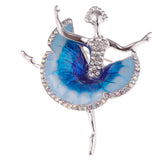 Maxbell Rhinestone Enamel Ballet Dancing Girl Brooch Pin Elegant Lady Girls Jewelry