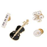 Maxbell 4 Pcs Women Heart Bowknot Crystal Violin Piano Flower Brooch Pins Sets Type3