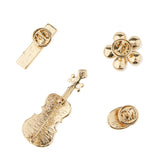 Maxbell 4 Pcs Women Heart Bowknot Crystal Violin Piano Flower Brooch Pins Sets Type3
