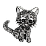 Maxbell Retro Cute Rhinestone Paved Wedding Bouquet Cat Brooch Pin Jewelry Black