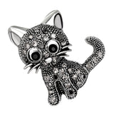 Maxbell Retro Cute Rhinestone Paved Wedding Bouquet Cat Brooch Pin Jewelry Black