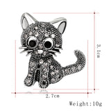 Maxbell Retro Cute Rhinestone Paved Wedding Bouquet Cat Brooch Pin Jewelry Black