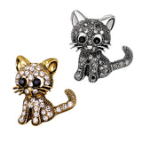 Maxbell Retro Cute Rhinestone Paved Wedding Bouquet Cat Brooch Pin Jewelry Black