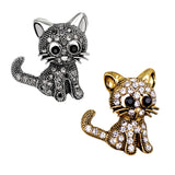 Maxbell Retro Cute Rhinestone Paved Wedding Bouquet Cat Brooch Pin Jewelry Black