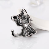 Maxbell Retro Cute Rhinestone Paved Wedding Bouquet Cat Brooch Pin Jewelry Black