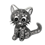 Maxbell Retro Cute Rhinestone Paved Wedding Bouquet Cat Brooch Pin Jewelry Black