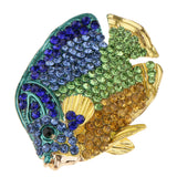 Maxbell Cute Rhinestone Crystal Fish Pins Brooch Ladies Fashion Jewelry Gifts  Blue