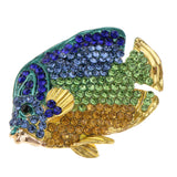 Maxbell Cute Rhinestone Crystal Fish Pins Brooch Ladies Fashion Jewelry Gifts  Blue