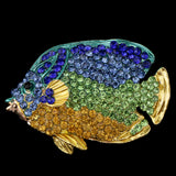 Maxbell Cute Rhinestone Crystal Fish Pins Brooch Ladies Fashion Jewelry Gifts  Blue