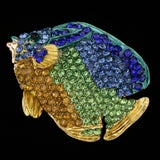 Maxbell Cute Rhinestone Crystal Fish Pins Brooch Ladies Fashion Jewelry Gifts  Blue