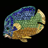 Maxbell Cute Rhinestone Crystal Fish Pins Brooch Ladies Fashion Jewelry Gifts  Blue