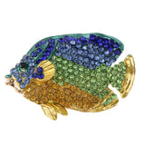 Maxbell Cute Rhinestone Crystal Fish Pins Brooch Ladies Fashion Jewelry Gifts  Blue