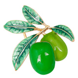 Maxbell Rhinestones Vivid Fruit Olive Pattern Brooch Pin Fashion Jewelry Green