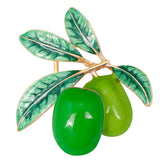 Maxbell Rhinestones Vivid Fruit Olive Pattern Brooch Pin Fashion Jewelry Green