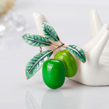 Maxbell Rhinestones Vivid Fruit Olive Pattern Brooch Pin Fashion Jewelry Green