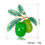 Maxbell Rhinestones Vivid Fruit Olive Pattern Brooch Pin Fashion Jewelry Green