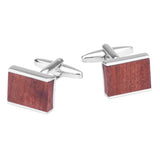 Maxbell Luxury Rectangle Wooden Mens French Cufflinks Formal Shirt Cuff Link Jewelry