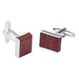 Maxbell Luxury Rectangle Wooden Mens French Cufflinks Formal Shirt Cuff Link Jewelry