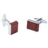 Maxbell Luxury Rectangle Wooden Mens French Cufflinks Formal Shirt Cuff Link Jewelry