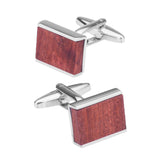 Maxbell Luxury Rectangle Wooden Mens French Cufflinks Formal Shirt Cuff Link Jewelry