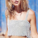 Maxbell Bikini Sexy Crystal Rhinestone Metal Bra Vest Body Chain Club Party Silver