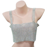 Maxbell Bikini Sexy Crystal Rhinestone Metal Bra Vest Body Chain Club Party Silver