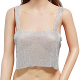 Maxbell Bikini Sexy Crystal Rhinestone Metal Bra Vest Body Chain Club Party Silver