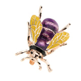 Maxbell Enamel Bee Brooches Unisex Insect Brooch Pin Jewelry Cute Badges Gold Purple