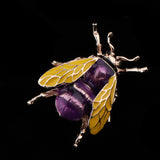 Maxbell Enamel Bee Brooches Unisex Insect Brooch Pin Jewelry Cute Badges Gold Purple