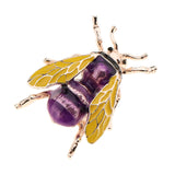 Maxbell Enamel Bee Brooches Unisex Insect Brooch Pin Jewelry Cute Badges Gold Purple