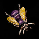 Maxbell Enamel Bee Brooches Unisex Insect Brooch Pin Jewelry Cute Badges Gold Purple