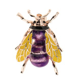 Maxbell Enamel Bee Brooches Unisex Insect Brooch Pin Jewelry Cute Badges Gold Purple