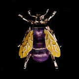 Maxbell Enamel Bee Brooches Unisex Insect Brooch Pin Jewelry Cute Badges Gold Purple