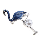 Maxbell Flamingo Bird Brooch Pin Enamel Collar Women Lady Badge Party Jewelry Blue