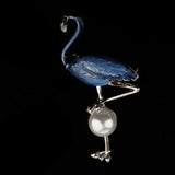 Maxbell Flamingo Bird Brooch Pin Enamel Collar Women Lady Badge Party Jewelry Blue