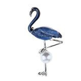 Maxbell Flamingo Bird Brooch Pin Enamel Collar Women Lady Badge Party Jewelry Blue