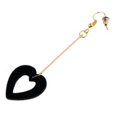 Maxbell Vintage Wooden Earings Heart Drop Lady Girls Hook Earrings Jewelry Black