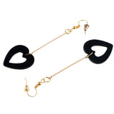 Maxbell Vintage Wooden Earings Heart Drop Lady Girls Hook Earrings Jewelry Black