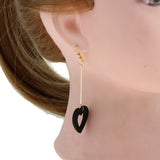 Maxbell Vintage Wooden Earings Heart Drop Lady Girls Hook Earrings Jewelry Black