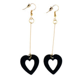 Maxbell Vintage Wooden Earings Heart Drop Lady Girls Hook Earrings Jewelry Black