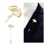 Maxbell Vintage Ginkgo Leaf Brooch Stick Pin Tie Hat Scarf Badge Breastpin Gold
