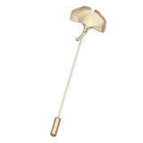 Maxbell Vintage Ginkgo Leaf Brooch Stick Pin Tie Hat Scarf Badge Breastpin Gold