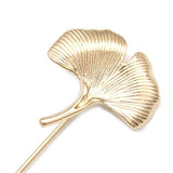 Maxbell Vintage Ginkgo Leaf Brooch Stick Pin Tie Hat Scarf Badge Breastpin Gold