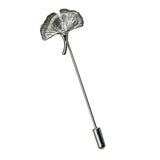 Maxbell Vintage Ginkgo Leaf Brooch Stick Pin Tie Hat Scarf Badge Breastpin Silver